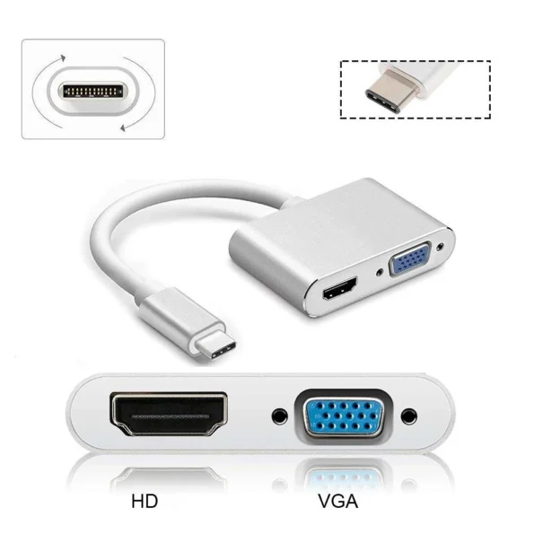 Adaptador Conversor Usb-c Tipo C Para Vga E Hdmi Tv Dmh0504 (9)