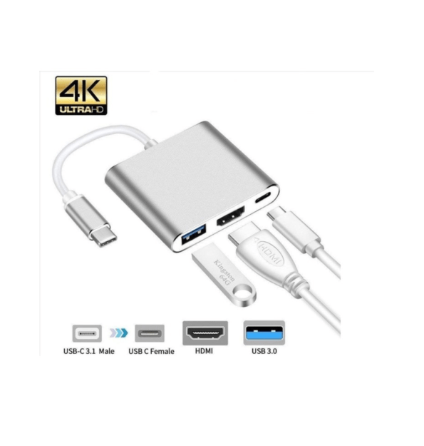 Adptador Transmissor Hdmi 4k Usb 3.1 Tipo C 3 Em 1 (1)