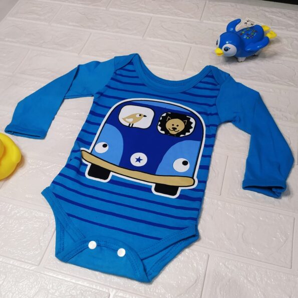 Body Baby Manga Longa Personagem Carrinho Azul (1)