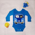 Body Baby Manga Longa Personagem Carrinho Azul (1)