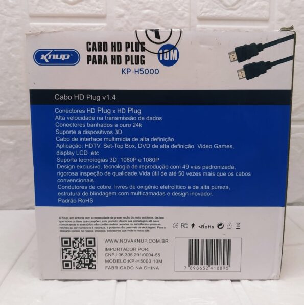 Cabo Hdmi Plug V1.4 10m Hp-h5000 Knup Hdtv Box Dvd Vid Game (3)