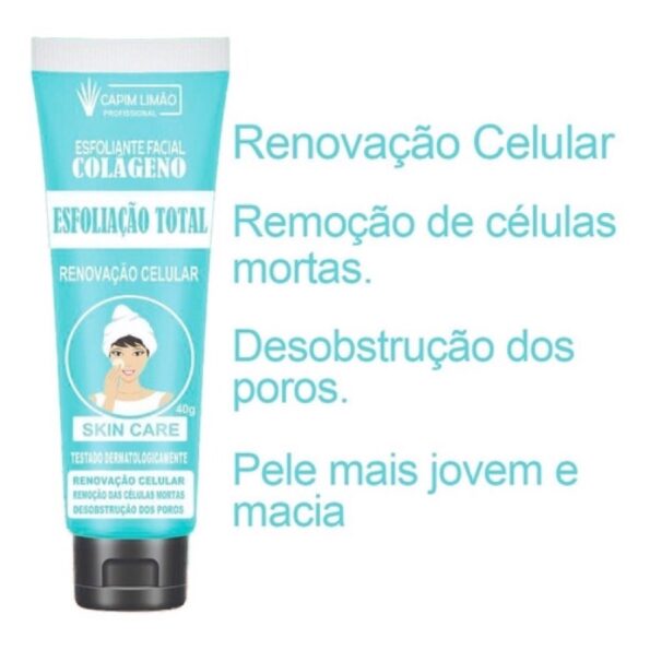 Esfoliante Facial Colágeno Esfoliação Total 40g Capim Limão (3)