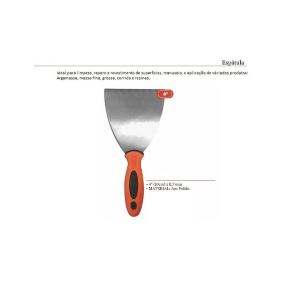 Espátula Aço Polido Lâmina 4 Polegadas 10cm Bestfer