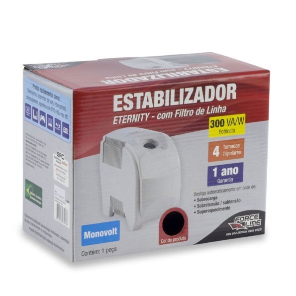 Estabilizador Eternity 300vaw 115v Mono Preto Forceline 7993 (2)