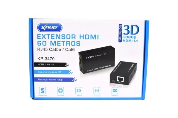 Extensor Hdmi 1.4 60m 1080p Rj45 Cat 5e Cat6 Kp-3470 Knup (1)