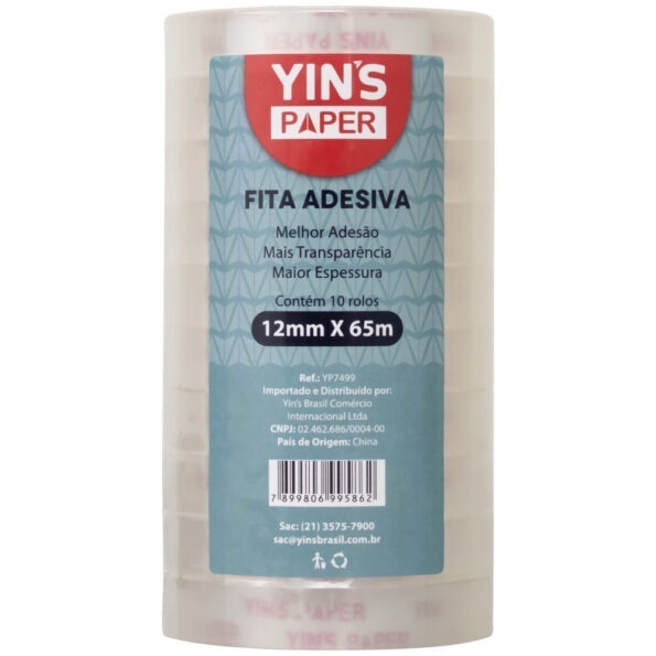 Fita Adesiva Transparente Yins Paper 1un 12mmx65mts Yp7499 (1)