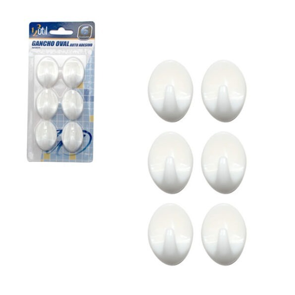 Gancho Adesivo De Parede Oval Multiuso C 6 Pcs – 123 Útil (1)