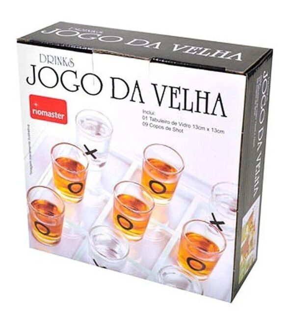 Jogo Da Velha Shot Drink Vidro 9 Copos 10 Ml Tabuleiro Vidro (1)