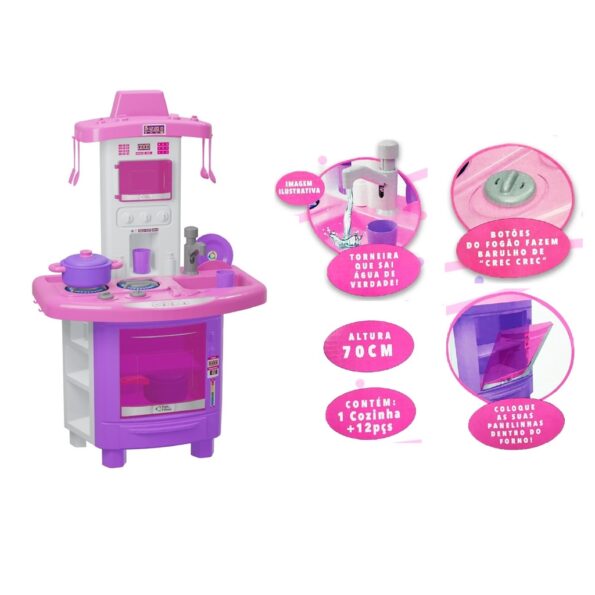 Kit Cozinha Infantil Faz De Conta Rosa- Pais E Filhos 70cm (1)