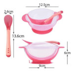 Kit Papinha Tigela C Ventosa Colher De Plastico Rosa (1)