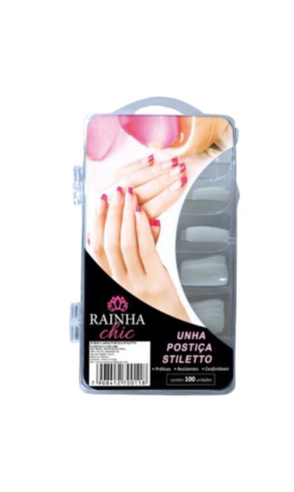 Kit Unhas Postiças Stiletto Rainha Chic