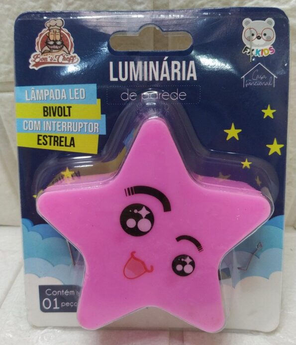 Luminaria Abaju Estrela Parede Tomada Biv Up6265 8cm – Rosa (1)