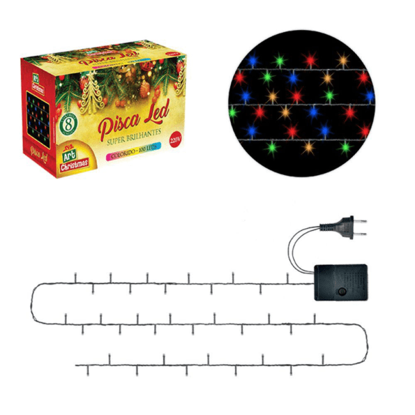 Pisca Led 100l Color 8m 127v 2.5w Art Christmas Zc750