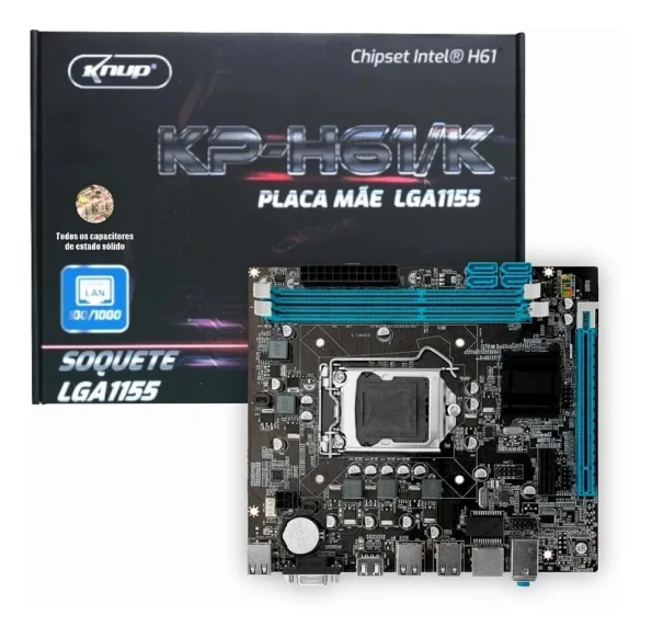 Placa Mae Kp-h61k Soquete Iga1155 Lan1000 Lan Knup (1)