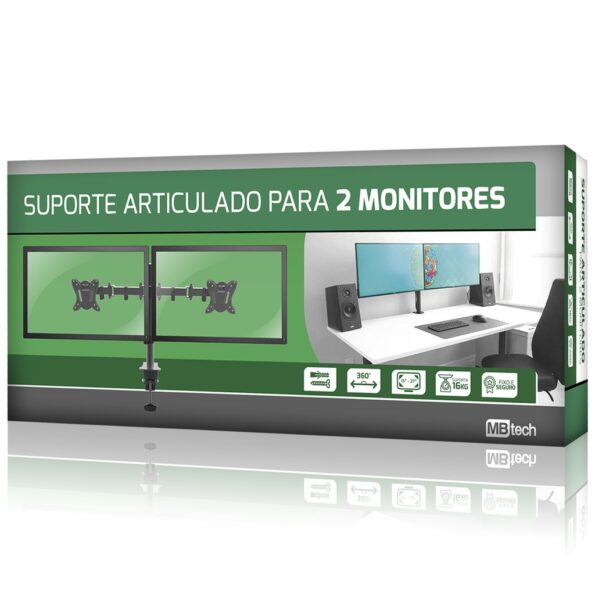 Suporte Articulado Duplo P 2 Monitores 17 A 32′ Polegadas Mbtech Mb84299 (3)