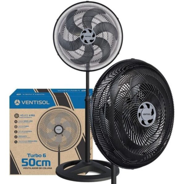 Ventilador Osc Coluna Turbo 6p 50cm Preto 110v Ventisol (1)