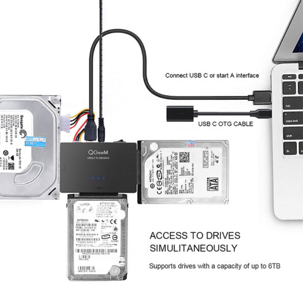 case leitor usb 3.0 ide sata, 2.5 3 qgeem all in 1 cor branco (2)