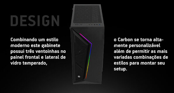 gabinete gamer carbon black, cbn-blk01 vidro 3 fans gamer top (3)