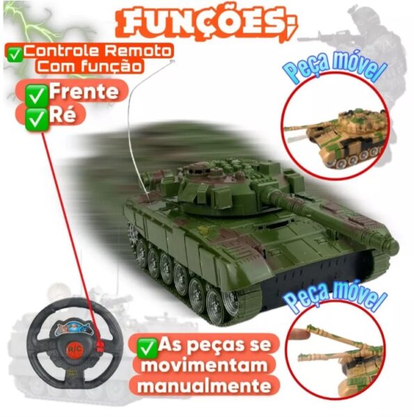 tanque guerra controle remoto a pilha tk-ab3623 20x10cm2