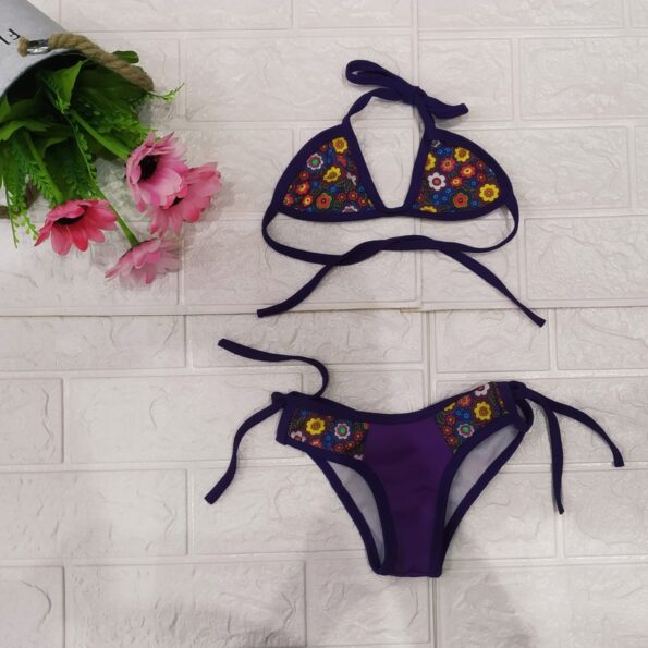 Biquine Infantil Com Estampa De Lycra Roxo