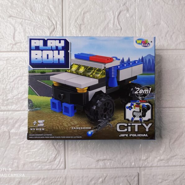 Bloco De Montar Veiculos Policia Wb7711 2em1 51pçs Play Box – Jipe Policial