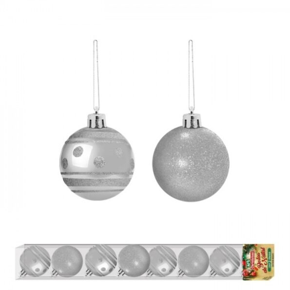 Bolas De Natal Veneza 6cm 8pçs Prata Zf1430-p8