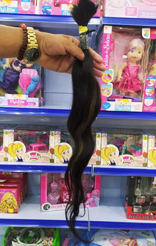 Cabelo Humano 65cm 60g 10,00 Preto Leve Ondulado, Não Virgem (2)