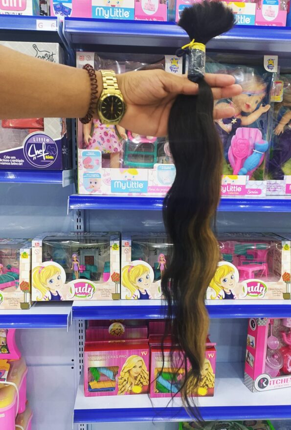 Cabelo Humano 65cm 84g 10,00 Preto Leve Ondulado, Não Virgem (2)