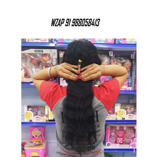 Cabelo Humano Brasileiro 50cm 47g 10,70g Preto, Ondulado – Fone (3)