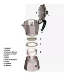 Cafeteira Italiana 6 Xicaras Moka Café Expresso Em Aluminio Ns-1318 (1)