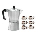 Cafeteira Italiana 6 Xicaras Moka Café Expresso Em Aluminio Ns-1318 (1)