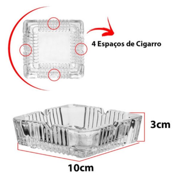 Cinzeiro Quadrado De Vidro 10x3x10cm Vd62 (5)