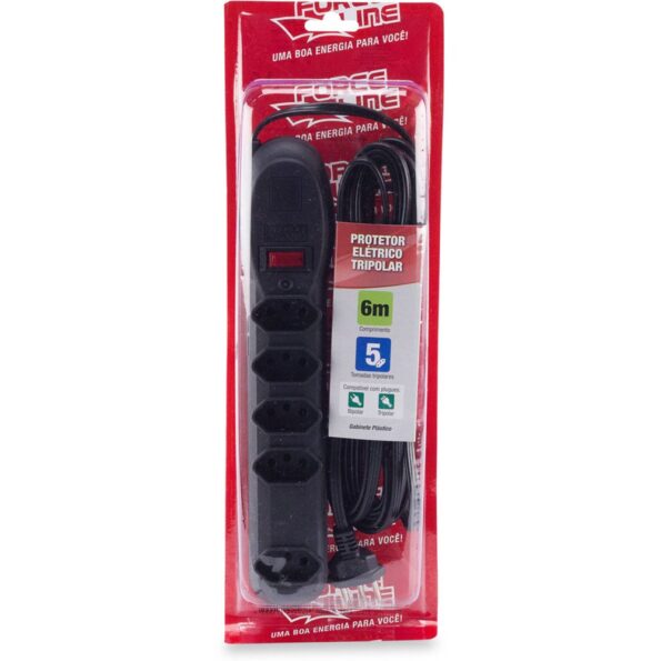 Filtro De Linhaprotetor E Adaptador Bivolt, 5 Tomadas, 6 M, Preto (2)