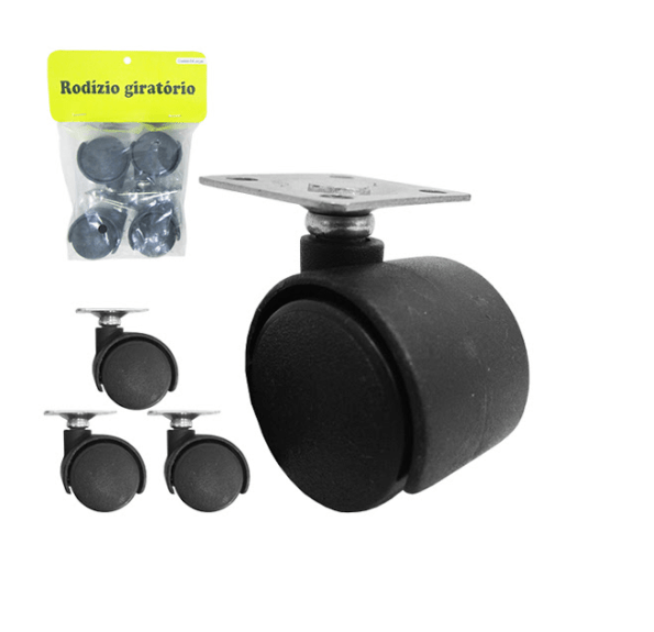 Kit Rodizio Giratorio De Plastico Preto 9438007