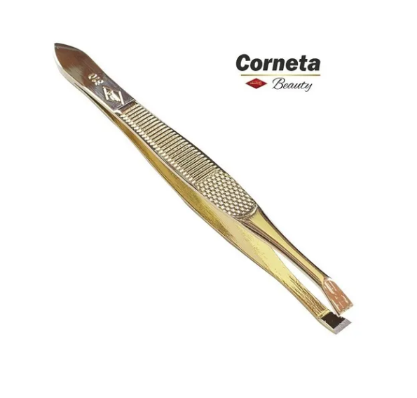 Pinça Reta Dourada Inox Corneta Beauty 43.310 (2)