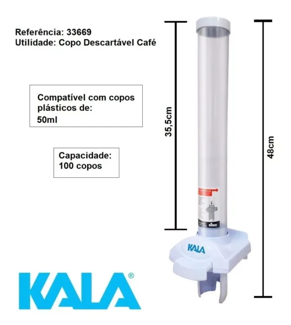 Porta Copos Dispenser Cafe Branco 842133 Cap 100copos Kala (4)