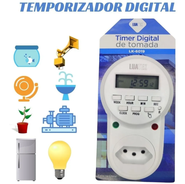 Timer Temporizador Digital De Tomada Lk-6019 Luatek