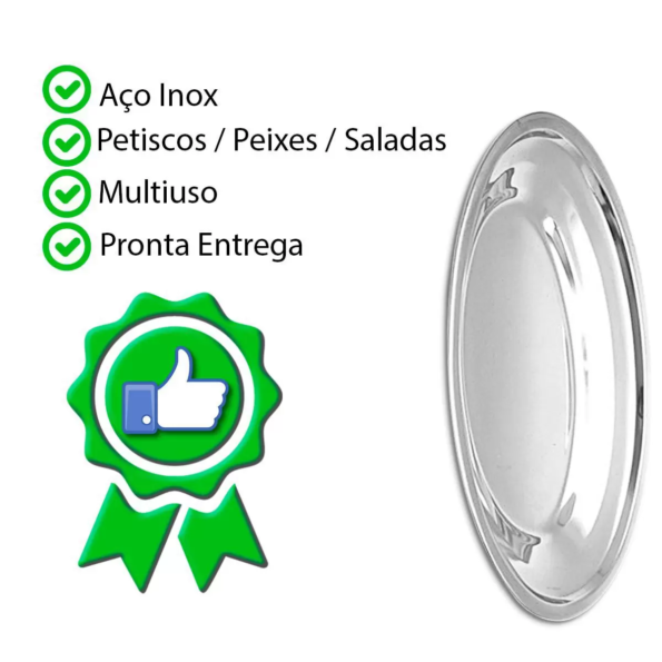 Travessa Oval Em Aço Inox 25 Cm Linha Classic Ud229 (3)