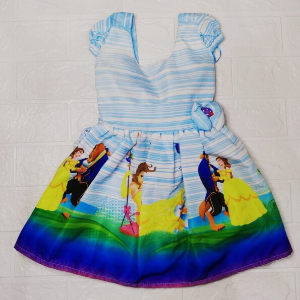 Vestido Rodado Personagem Bela E A Fera Infantil Veste 1 E 2 Anos (1)