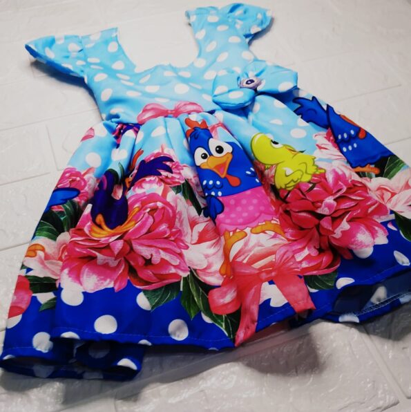 Vestido Rodado Personagem Galinha Pintadinha Infantil Veste 1 E 2 Anos (2)