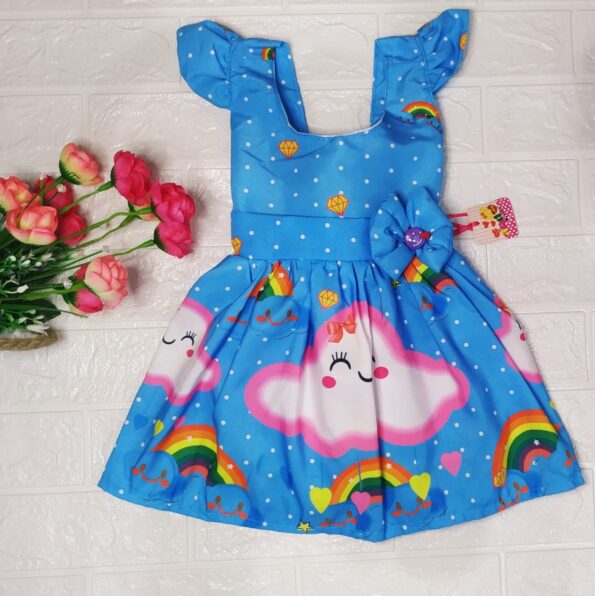 Vestido Rodadoo Personagem Arco Íris Infantil Veste 1 E 2 Anos (1)