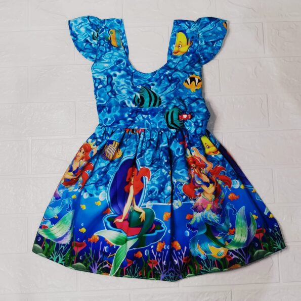 Vestido Rodadoo Personagem Ariell Infantil Veste 1 E 2 Anos (1)