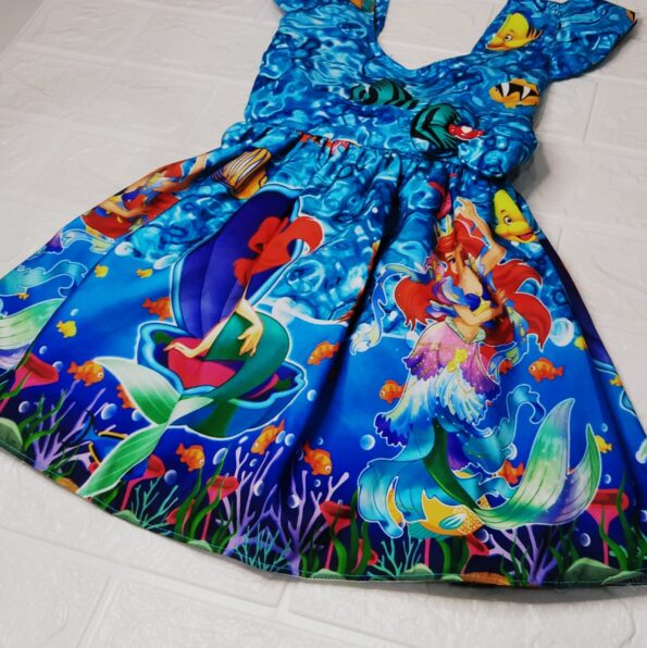 Vestido Rodadoo Personagem Ariell Infantil Veste 1 E 2 Anos (2)