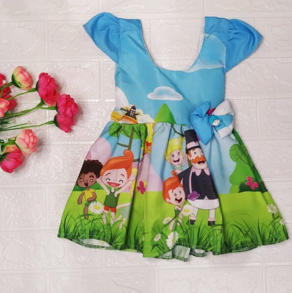 Vestido Rodadoo Personagem Bonequinha Infantil Veste 1 E 2 Anos (1)