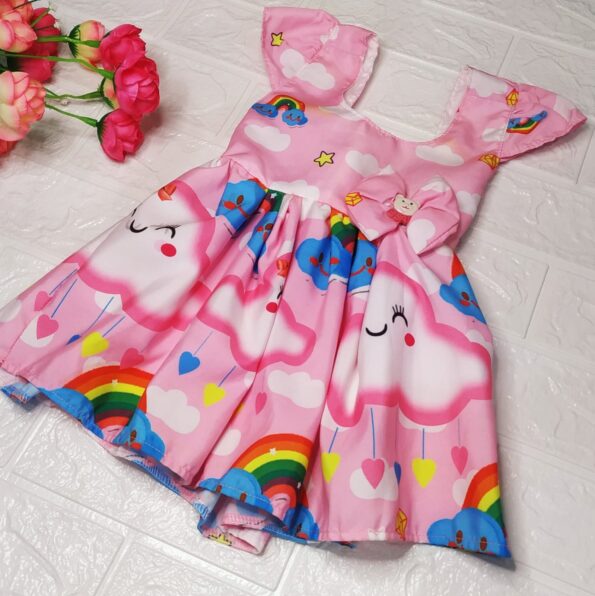 Vestido Rodadoo Personagem Nuvenzinha Infantil Veste 1 E 2 Anos (2)