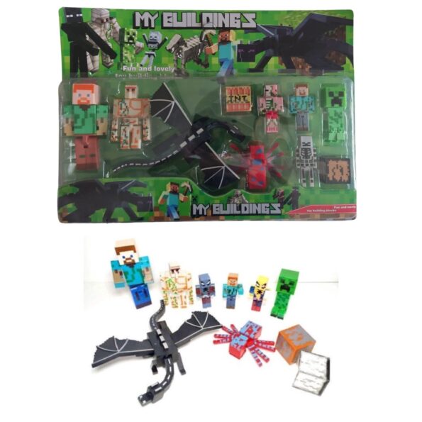 coleçao cartela bonecos minecraft 10pçs zy-026 zy-0212