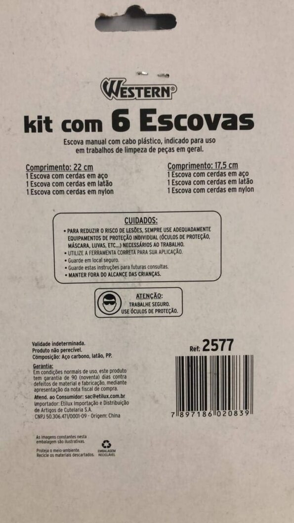 kit escovas de aço 6pçs 2577 western 22cm 17cm western2