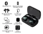 Fone De Ouvido Sem Fio in-ear Fone Bluetooth Preto1