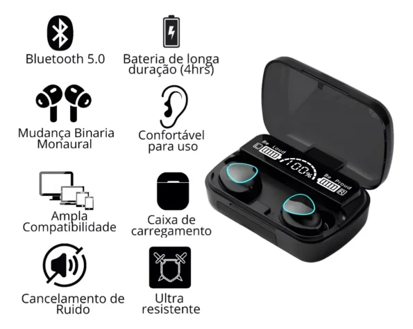 Fone De Ouvido Sem Fio in-ear Fone Bluetooth Preto2