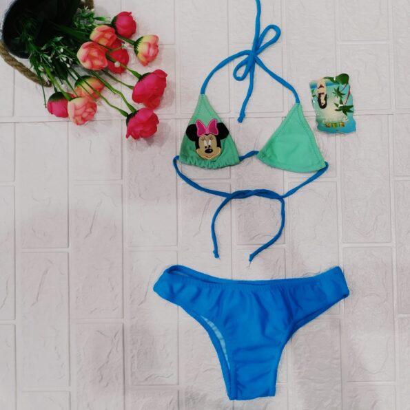Biquine Infantil Com Estampa De Lycra Azul Claro